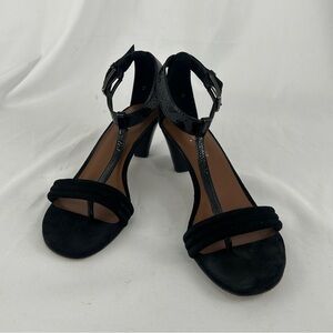 Donald J. Pliner Velvet and Patent Leather Black Heels Sandals